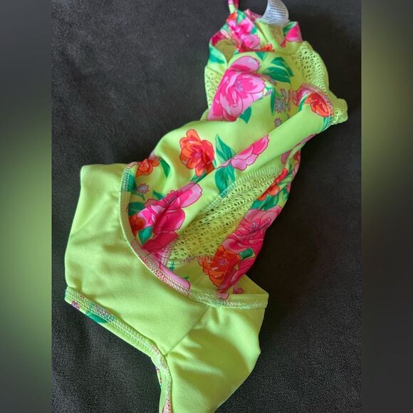 NWOT Girl's Pretty Peony Floral Printed One Piece Swimsuit Art Class XS 4/5 Pink - Picture 9 of 10